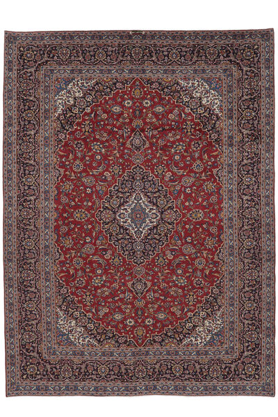 292X404 Tapete Oriental Kashan Preto/Vermelho Escuro Grande (Lã, Pérsia/Irão) Carpetvista