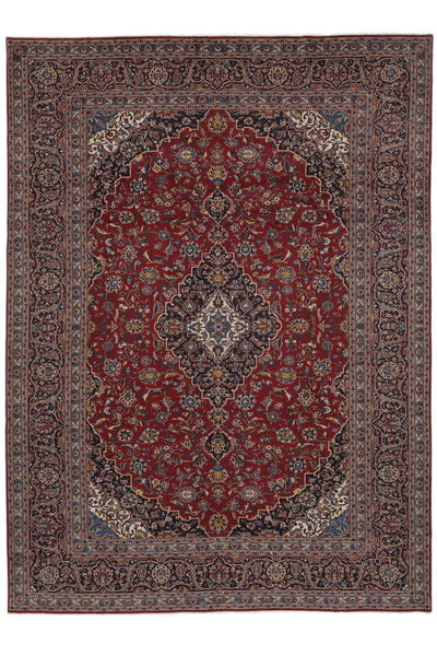 Tapete Kashan 300X418 Preto/Vermelho Escuro Grande (Lã, Pérsia/Irão)