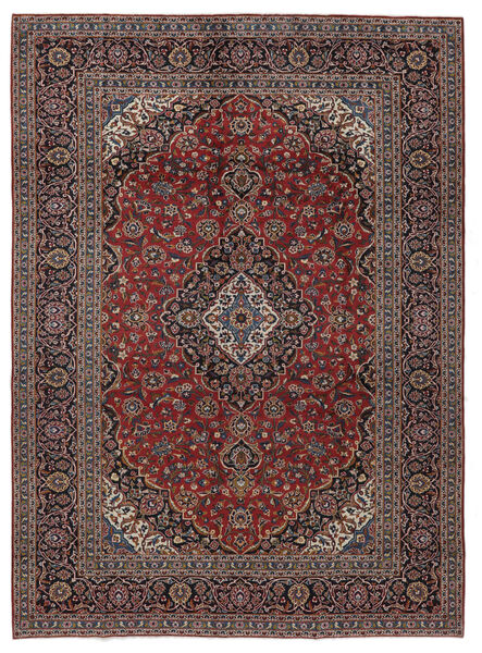 Tapis Persan Kashan 290X397 Noir/Rouge Foncé Grand (Laine, Perse/Iran)