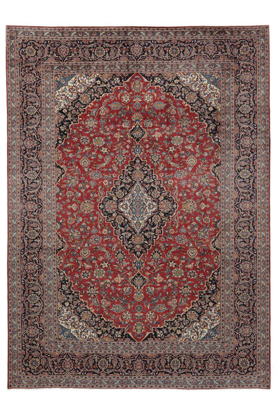 292X403 Tapete Oriental Kashan Castanho/Vermelho Escuro Grande (Lã, Pérsia/Irão) Carpetvista