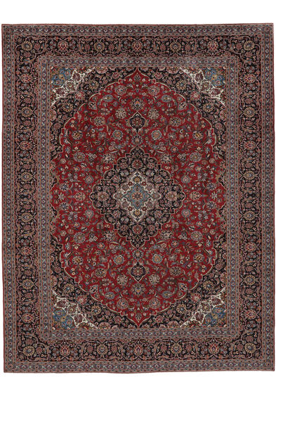 Keshan Vloerkleed 303X389 Zwart/Donkerrood Groot Wol, Perzië/Iran Carpetvista