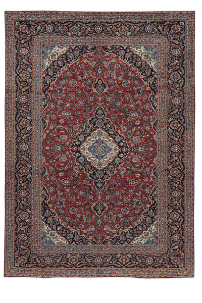 絨毯 カシャン 291X410 ブラック/ダークレッド 大きな (ウール, ペルシャ/イラン)