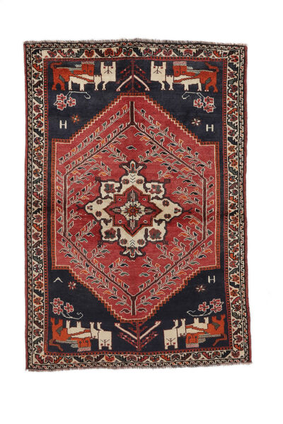  Orientalischer Shiraz Teppich 131X193 Schwarz/Dunkelrot Wolle, Persien/Iran Carpetvista