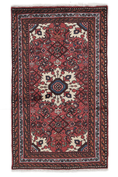  Hosseinabad Tappeto 74X125 Persiano Di Lana Nero/Rosso Scuro Piccolo Carpetvista