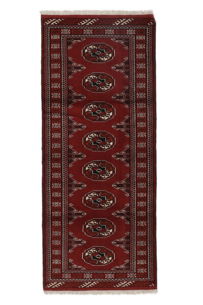 82X193 Turkaman Orientalisk Hallmatta Svart/Mörkröd (Ull, Persien/Iran) Carpetvista