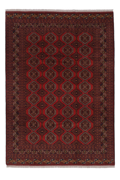 210X285 Dywan Turkmeński Orientalny Czarny/Ciemnoczerwony (Wełna, Persja/Iran) Carpetvista
