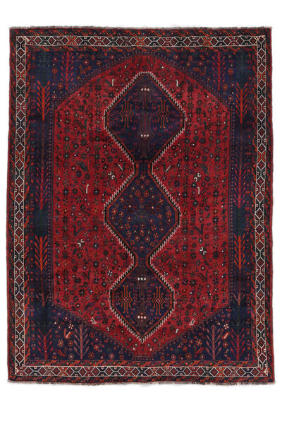  Persischer Shiraz Teppich 214X290 Schwarz/Dunkelrot (Wolle, Persien/Iran)