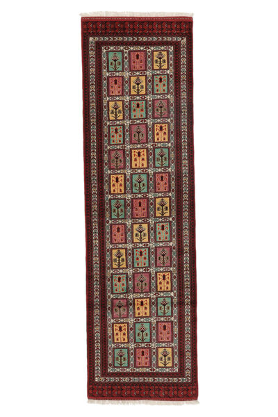 87X296 Turkaman Teppich Orientalischer Läufer Schwarz/Dunkelrot (Wolle, Persien/Iran) Carpetvista