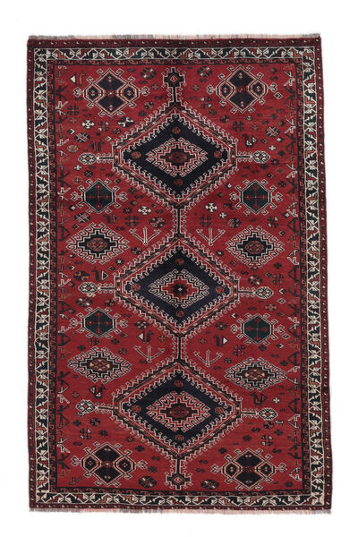 Shiraz Teppe 154X241 Svart/Mørk Rød Ull, Persia/Iran Carpetvista