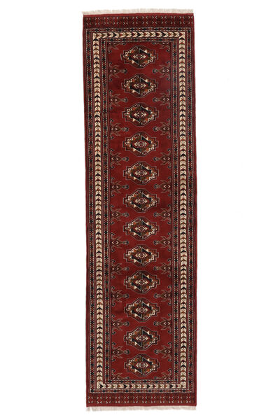 Turkaman Teppe 86X300Løpere Svart/Mørk Rød Ull, Persia/Iran Carpetvista