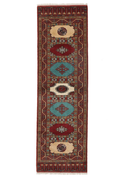 88X284 Turkaman Matot Matto Itämainen Käytävämatto Musta/Tummanpunainen (Villa, Persia/Iran) Carpetvista