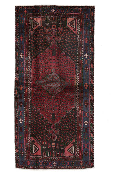  111X223 Hamadan Rug Black/Dark Red Persia/Iran Carpetvista