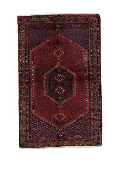 131X210 Hamadan Teppich Orientalischer Schwarz/Dunkelrot (Wolle, Persien/Iran) Carpetvista