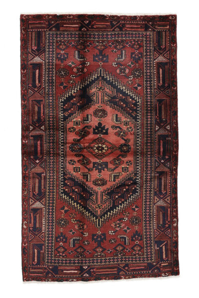 128X216 Χαλι Ανατολής Hamadan Μαύρα/Σκούρο Κόκκινο (Μαλλί, Περσικά/Ιρανικά) Carpetvista