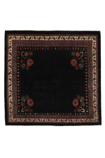 192X194 絨毯 ギャッベ キャシュクリ モダン 正方形 ブラック/茶色 (ウール, ペルシャ/イラン) Carpetvista
