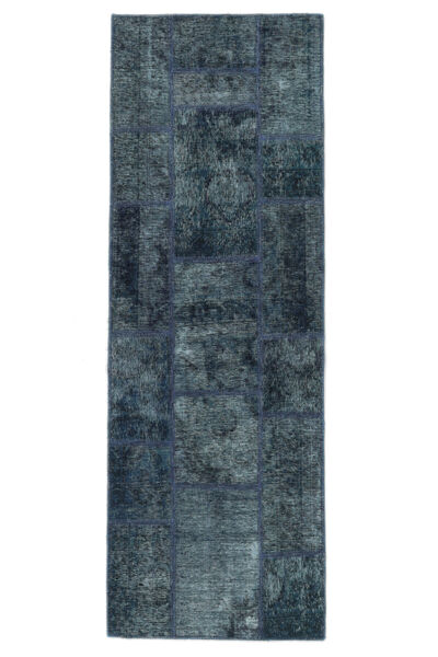 74X205 絨毯 パッチワーク モダン 廊下 カーペット ブラック/ダークブルー (ウール, ペルシャ/イラン) Carpetvista
