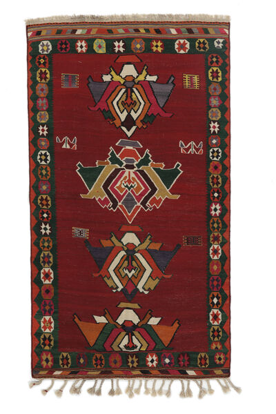  Orientalsk Kelim Vintage Tæppe 136X241 Sort/Mørkerød Uld, Persien/Iran Carpetvista