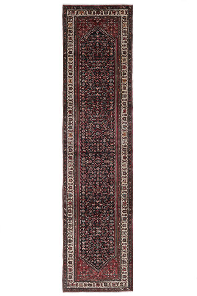  Hamadan Rug 104X422 Persian Wool Black/Dark Red Small Carpetvista