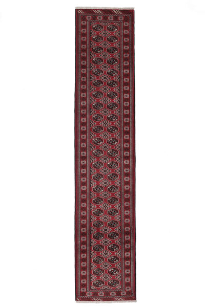  Turkaman Rug 78X380 Persian Wool Black/Dark Red Small Carpetvista