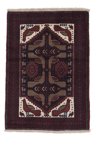  Persischer Belutsch Teppich 85X122 Schwarz/Dunkelrot (Wolle, Persien/Iran)