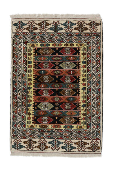 88X125 絨毯 オリエンタル トルクメン ブラック/茶色 (ウール, ペルシャ/イラン) Carpetvista