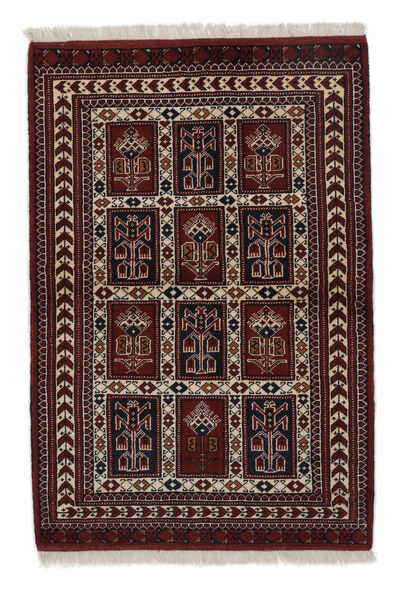 88X128 Turkaman Matta Orientalisk Svart/Brun (Ull, Persien/Iran) Carpetvista