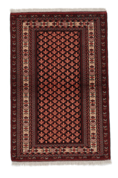 90X133 Alfombra Turkaman Oriental Negro/Rojo Oscuro (Lana, Persia/Irán) Carpetvista