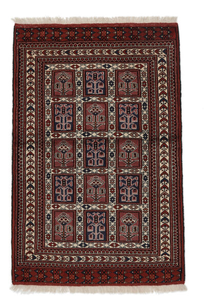 Turkaman Vloerkleed 85X127 Zwart/Bruin Wol, Perzië/Iran Carpetvista
