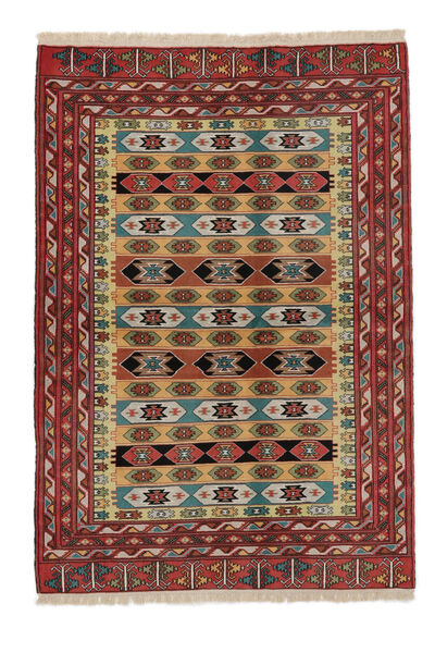  Orientalsk Turkaman Tæppe 134X192 Mørkerød/Sort Uld, Persien/Iran Carpetvista