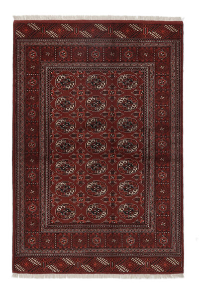136X201 Dywan Turkmeński Orientalny Czarny/Ciemnoczerwony (Wełna, Persja/Iran) Carpetvista