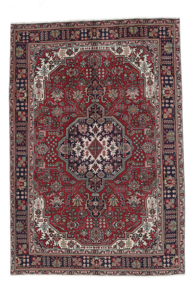  Orientalsk Tabriz Tæppe 198X289 Sort/Mørkerød Uld, Persien/Iran Carpetvista