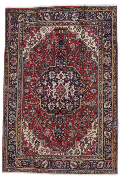 203X295 Täbriz Teppich Orientalischer Schwarz/Dunkelrot (Wolle, Persien/Iran) Carpetvista