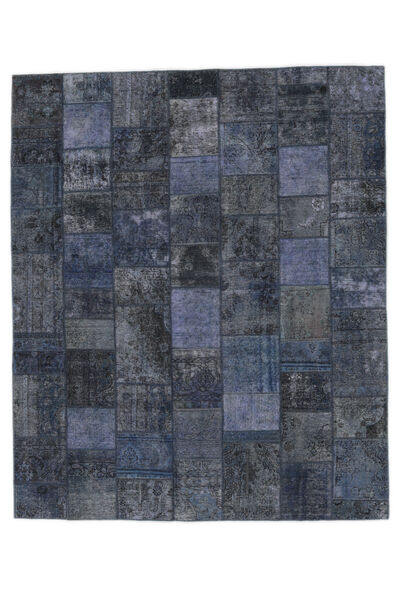 Tapete Persa Patchwork 256X306 Preto/Azul Escuro Grande (Lã, Pérsia/Irão)
