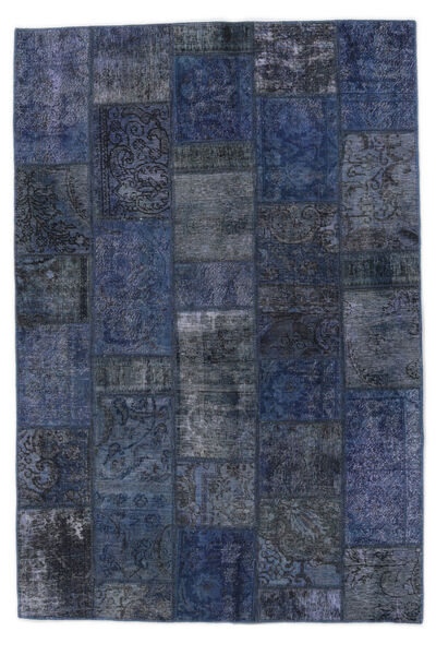 Tapete Patchwork 142X210 Preto/Azul Escuro (Lã, Pérsia/Irão)