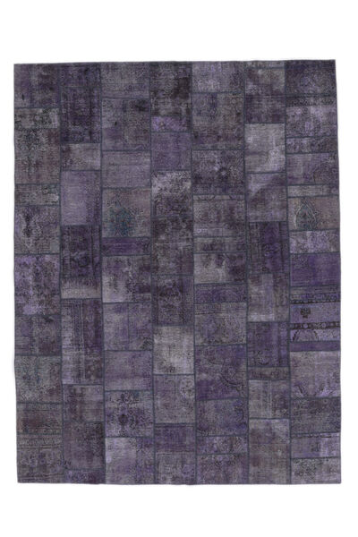 309X401 Alfombra Patchwork Moderna Negro/Púrpura Oscuro Grande (Lana, Persia/Irán) Carpetvista