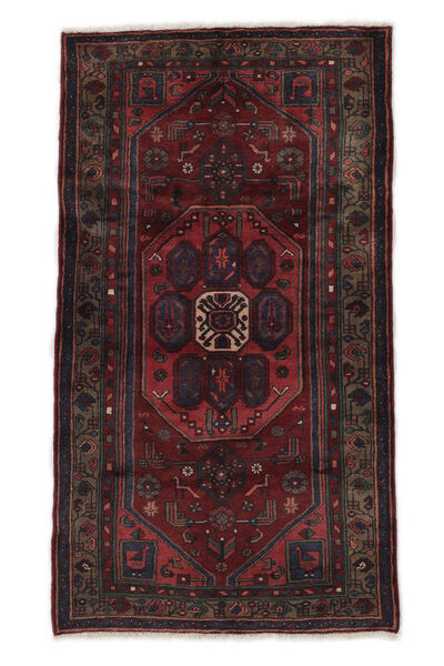 110X199 Hamadan Teppich Orientalischer Schwarz/Dunkelrot (Wolle, Persien/Iran) Carpetvista
