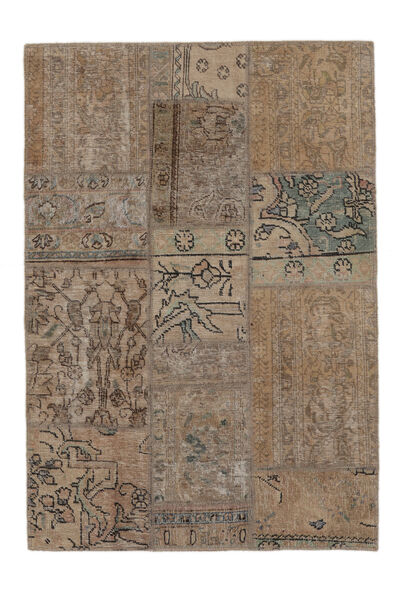 107X153 Patchwork Teppich Moderner Braun/Schwarz (Wolle, Persien/Iran) Carpetvista