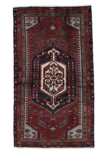 Alfombra Oriental Hamadan 103X187 Negro/Rojo Oscuro (Lana, Persia/Irán)