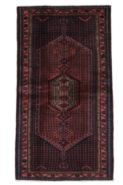 110X202 Tapete Oriental Hamadã Preto/Vermelho Escuro (Lã, Pérsia/Irão) Carpetvista