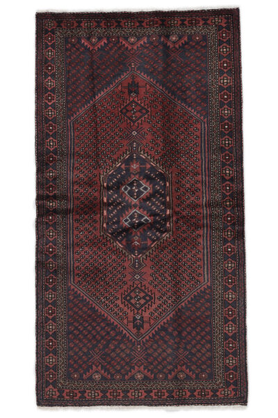 108X204 Hamadan Teppich Orientalischer Schwarz/Dunkelrot (Wolle, Persien/Iran) Carpetvista