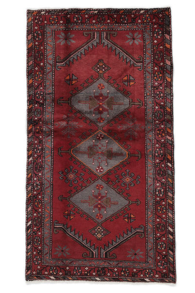 Tapis Hamadan 110X205 Noir/Rouge Foncé (Laine, Perse/Iran)