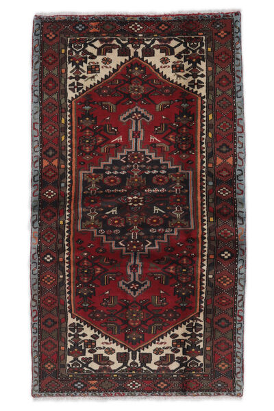 Dywan Orientalny Hamadan 100X180 Czarny/Ciemnoczerwony (Wełna, Persja/Iran)