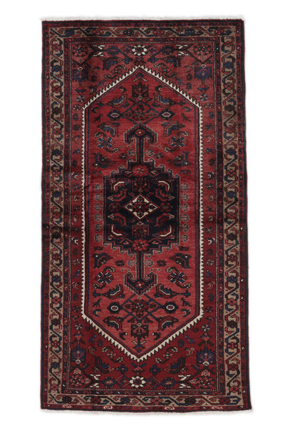 104X200 Hamadan Rug Oriental Black/Dark Red (Wool, Persia/Iran) Carpetvista