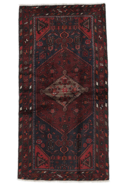  Hamadan Χαλι 105X211 Περσικό Μαλλινο Μαύρα/Σκούρο Κόκκινο Μικρό Carpetvista