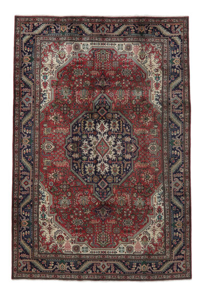 Tapete Tabriz 207X302 Preto/Vermelho Escuro (Lã, Pérsia/Irão)