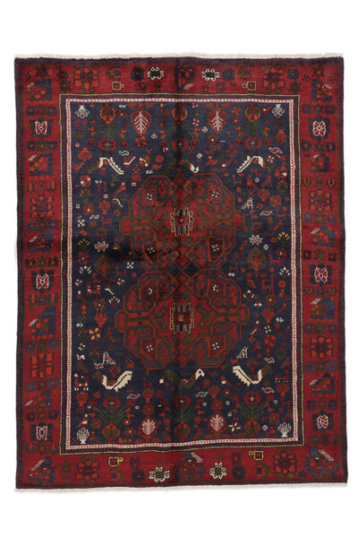 153X200 Afshar Matta Orientalisk Svart/Mörkröd (Ull, Persien/Iran) Carpetvista