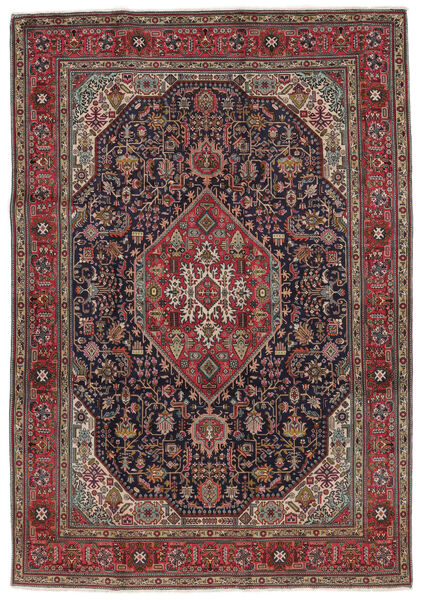 246X348 Tapete Tabriz Oriental Preto/Vermelho Escuro (Lã, Pérsia/Irão) Carpetvista