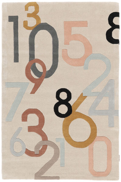  Tapete Infantil Shaggy Lã 120X180 Lucky Numbers Bege/Multicor Pequeno