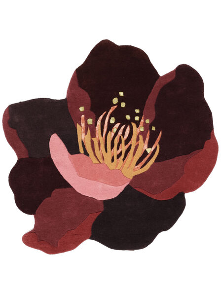  Ø 150 Kwiatowy Mały Botanic Dywan - Burgundowa Czerwień/Różowy Wełna