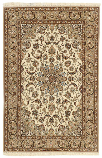 111X169 絨毯 イスファハン 絹の縦糸 オリエンタル 茶色/オレンジ (ウール, ペルシャ/イラン)